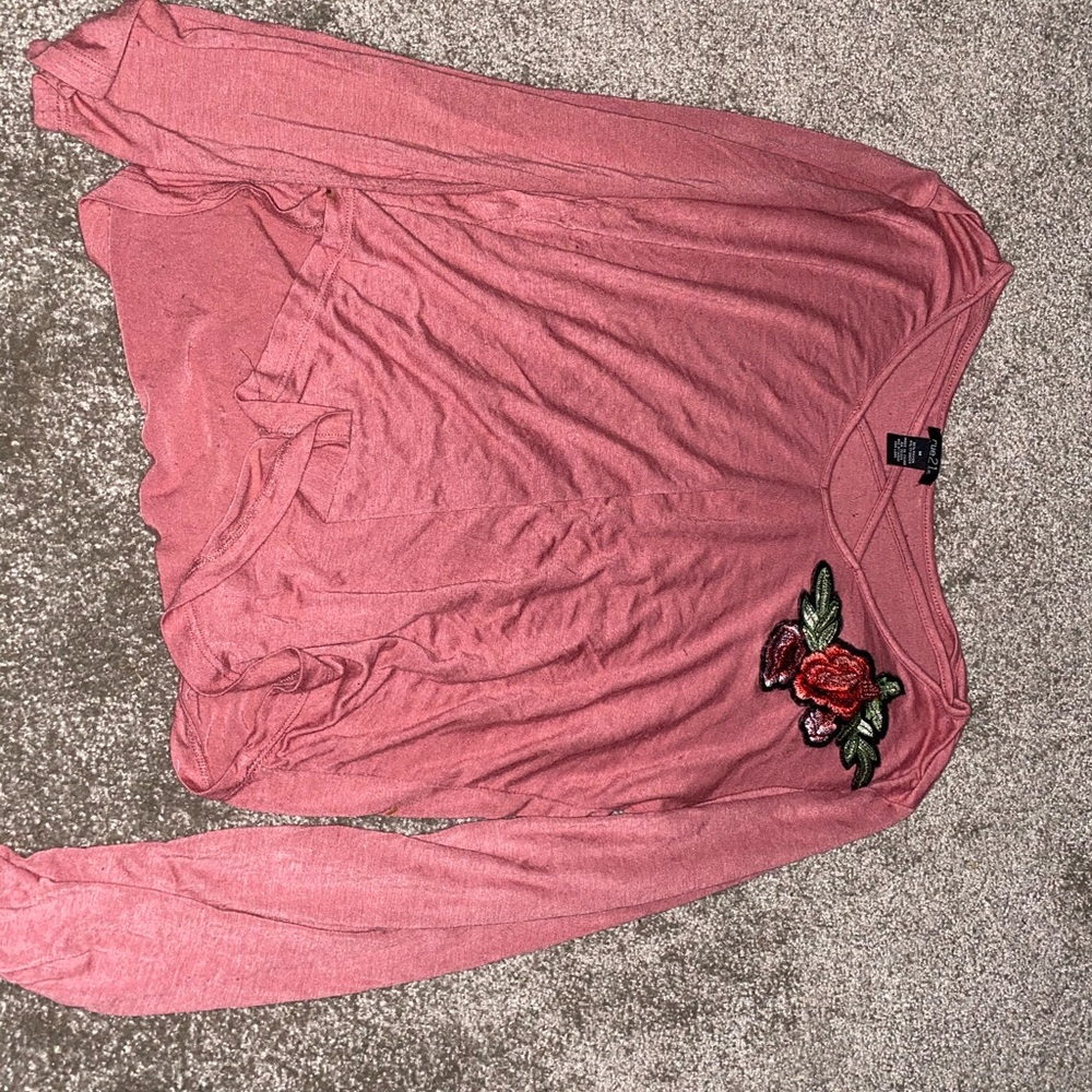 Rue 21 Cross and Rose Embroidered soft top